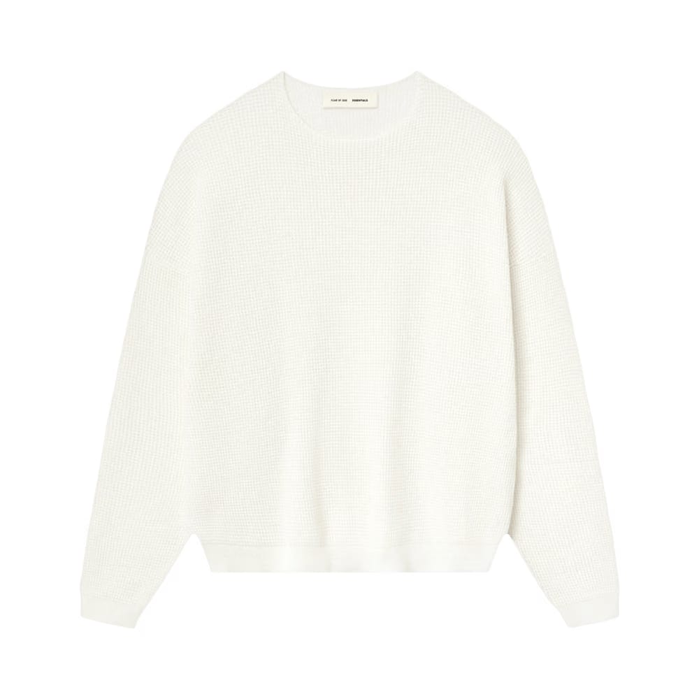 Fear of God Essentials Waffle Crewneck Sweater Cloud White