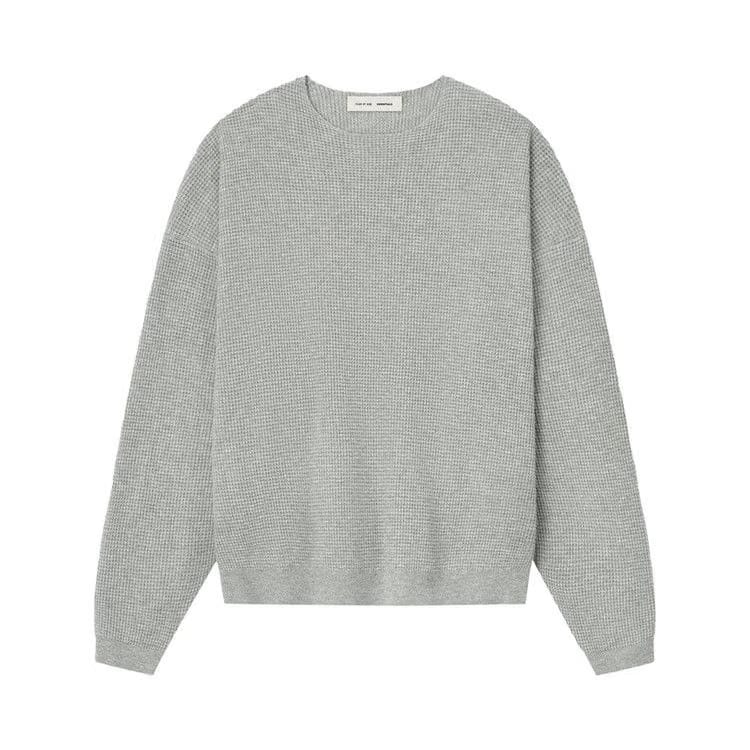 Fear of God Essentials Waffle Crewneck Sweater Concrete Heather