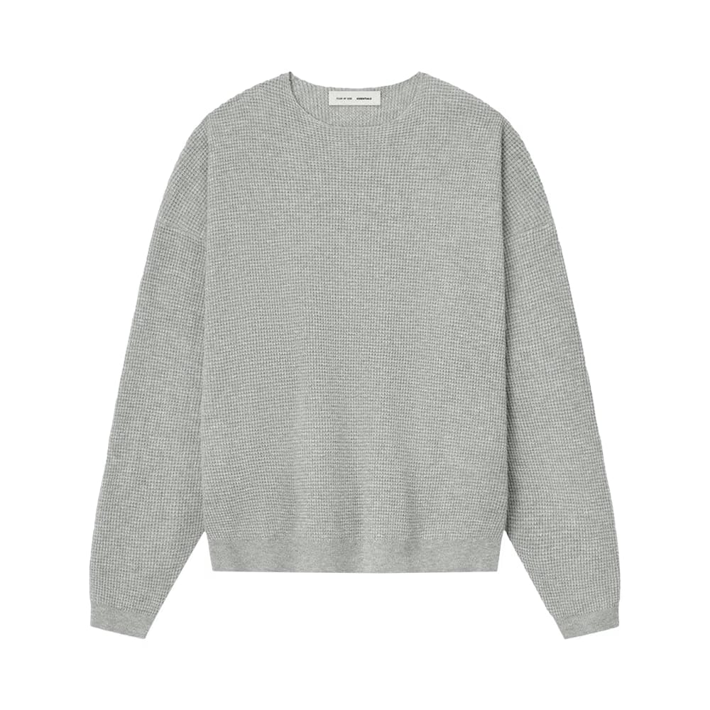 Fear of God Essentials Waffle Crewneck Sweater Concrete Heather