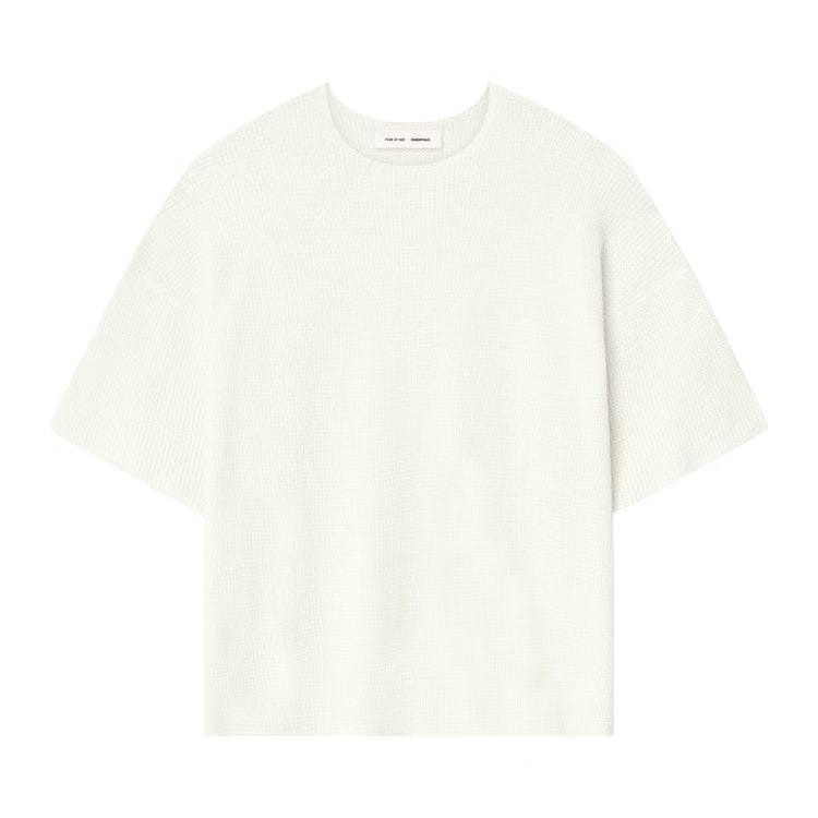 Fear of God Essentials Waffle Shorts Sleeve Sweater Cloud White