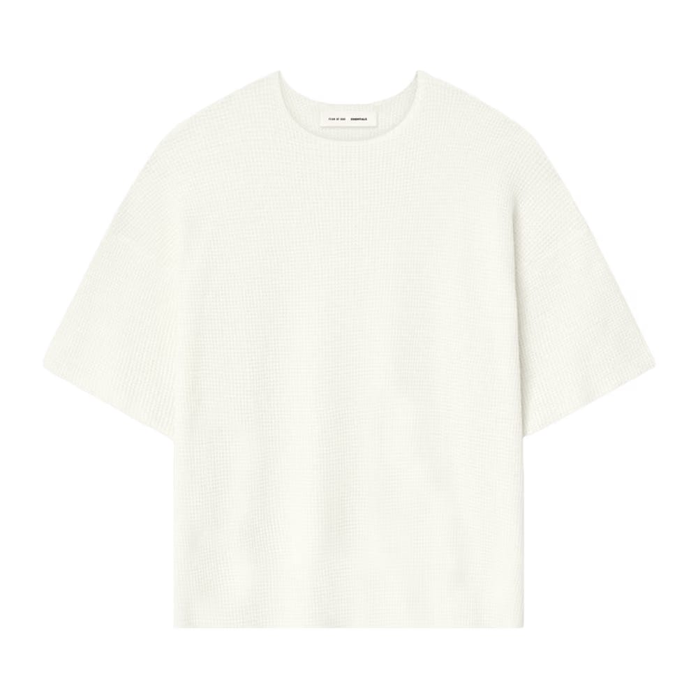 Fear of God Essentials Waffle Shorts Sleeve Sweater Cloud White