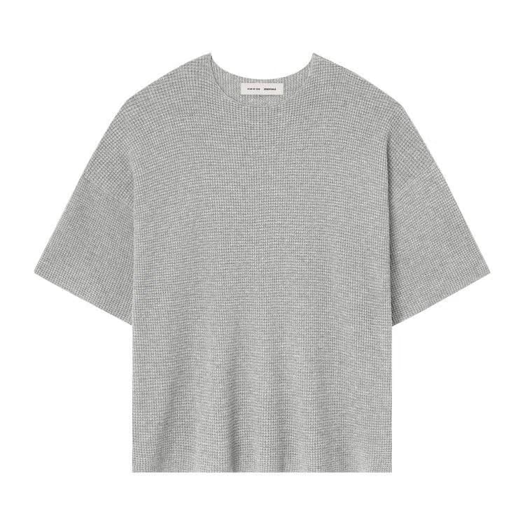 Fear of God Essentials Waffle Shorts Sleeve Sweater Concrete Heather