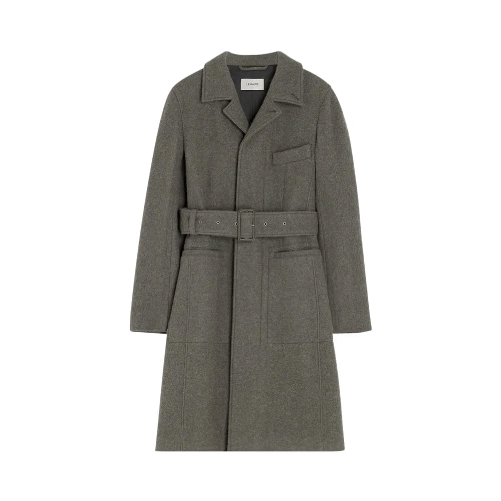Lemaire Belted Tailored Coat Dark Khaki