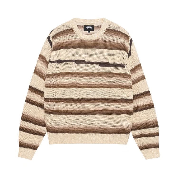 Stussy Tonal Stripe Linen Sweater Natural