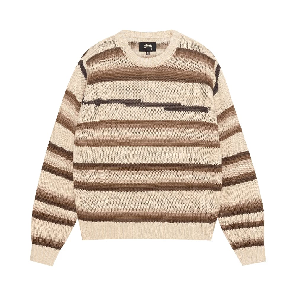 Stussy Tonal Stripe Linen Sweater Natural