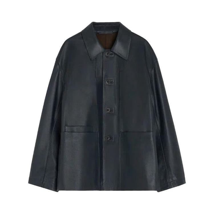 Lemaire Leather Workwear Jacket Asphalt