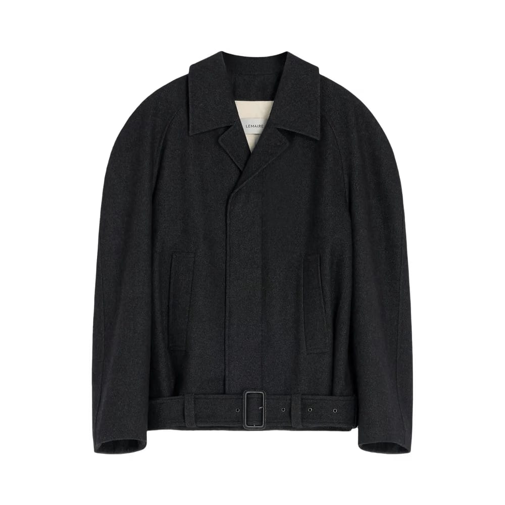 Lemaire Raglan Sleeve Shorts Coat Black/Grey Melange