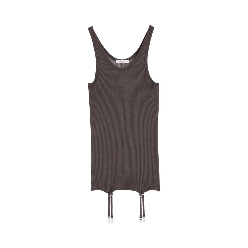 Lemaire Seamless Rib Tank Top Dark Brown