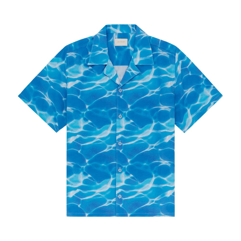 Aimé Leon Dore Aqua Print Seersucker Shirt Blue