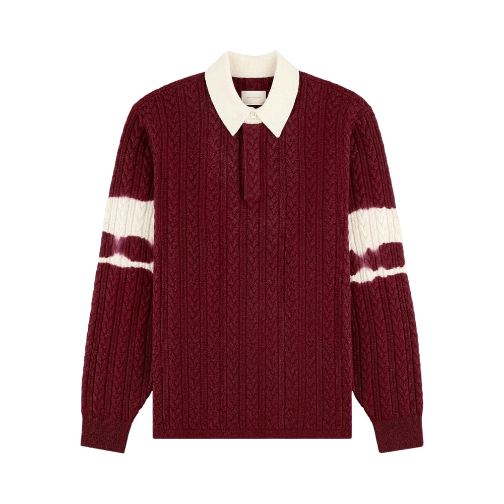 Aimé Leon Dore Collegiate Cable Knit Rugby Chocolate Truffle