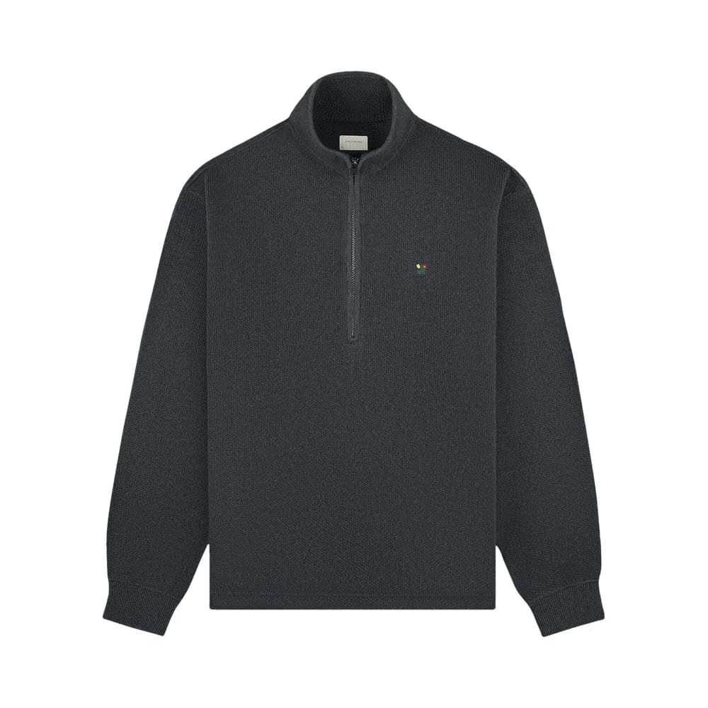 Aimé Leon Dore Crest Piqué Half-Zip Pullover Charcoal Melange