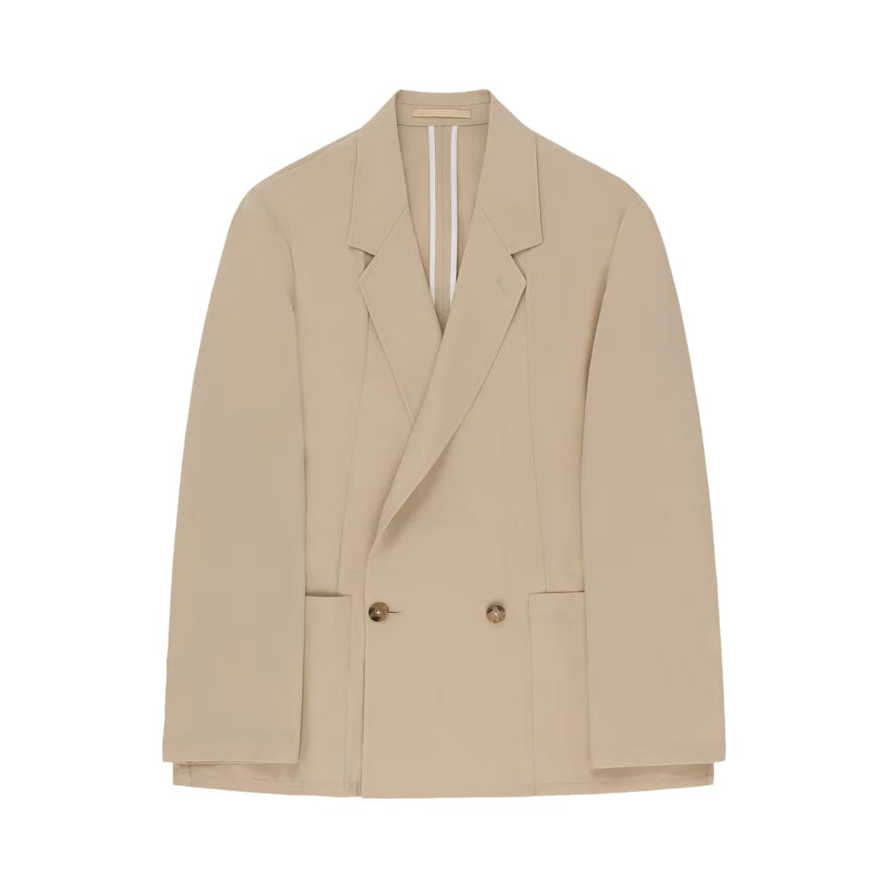 Aimé Leon Dore Double Breasted Gabardine Jacket Pale Khaki