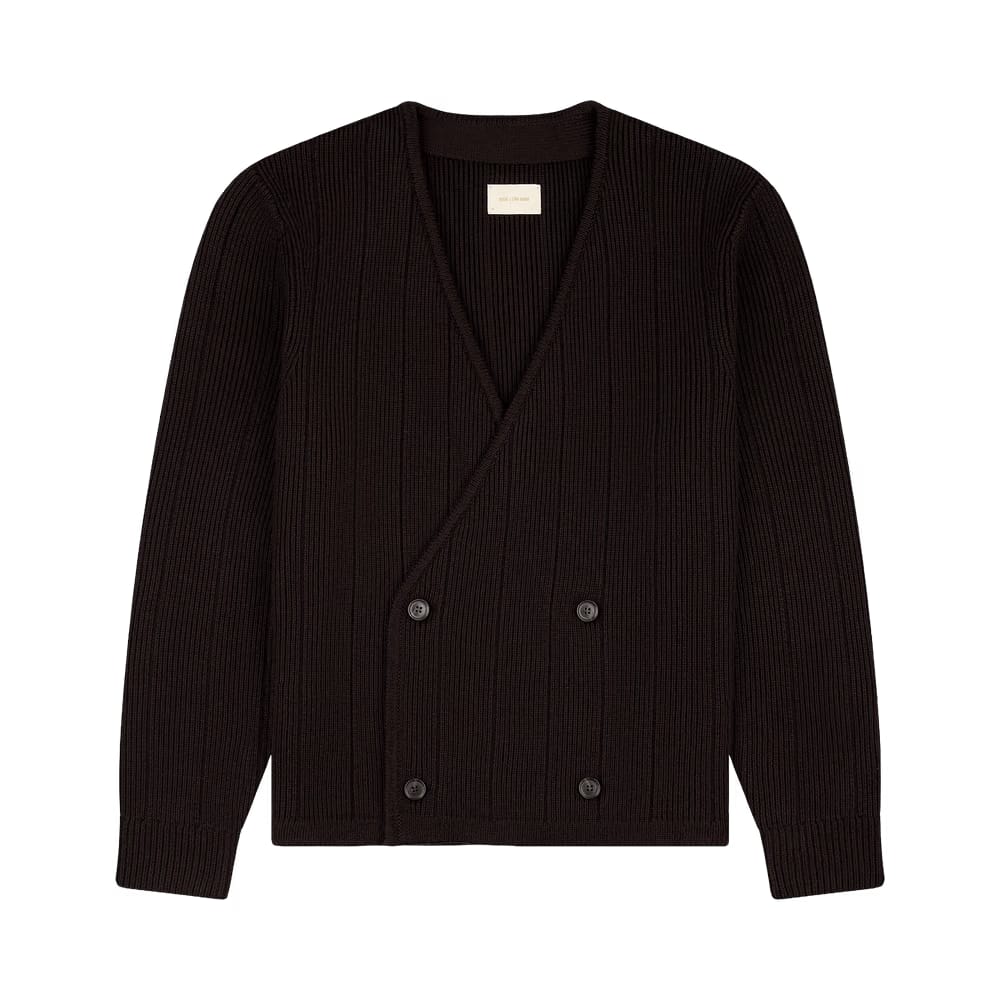 Aimé Leon Dore Double-Breasted Merino Cardigan Brown