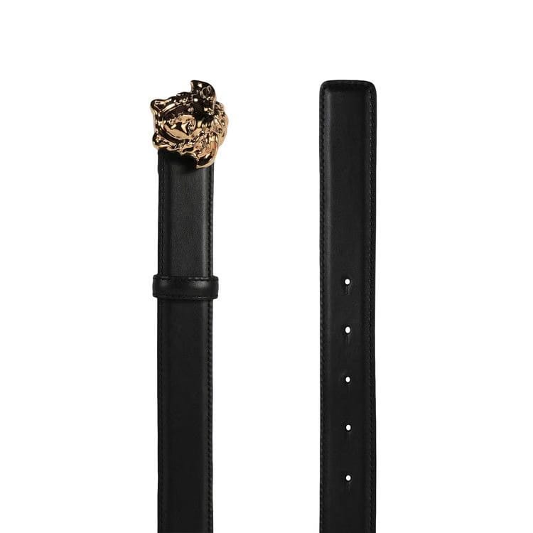 Versace La Medusa Leather Belt Black/Gold