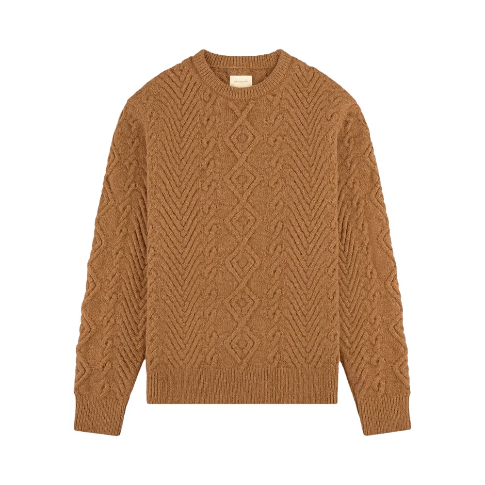 Aimé Leon Dore Fisherman Cable Knit Sweater Camel