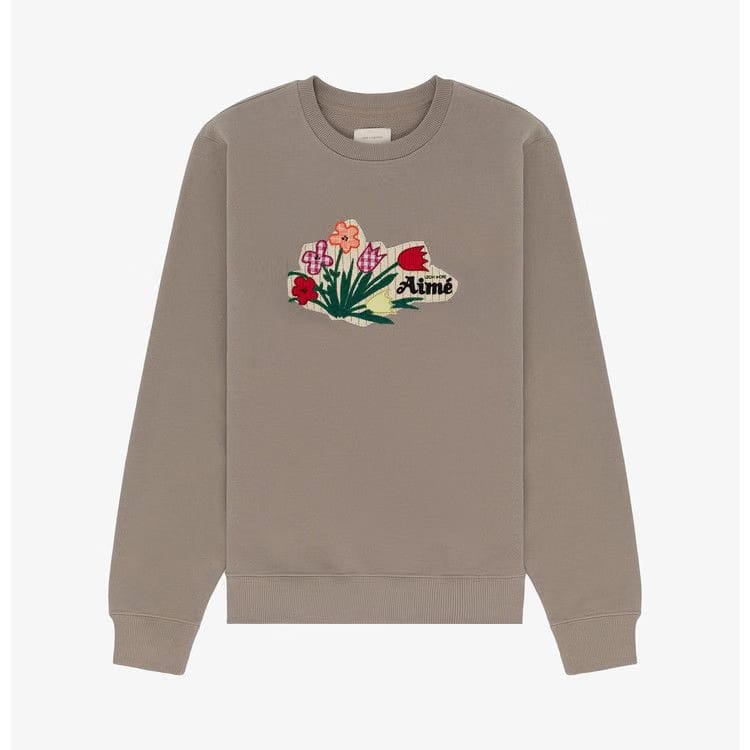 Aimé Leon Dore Floral Appliqué Crewneck Sweatshirt Laurel Oak
