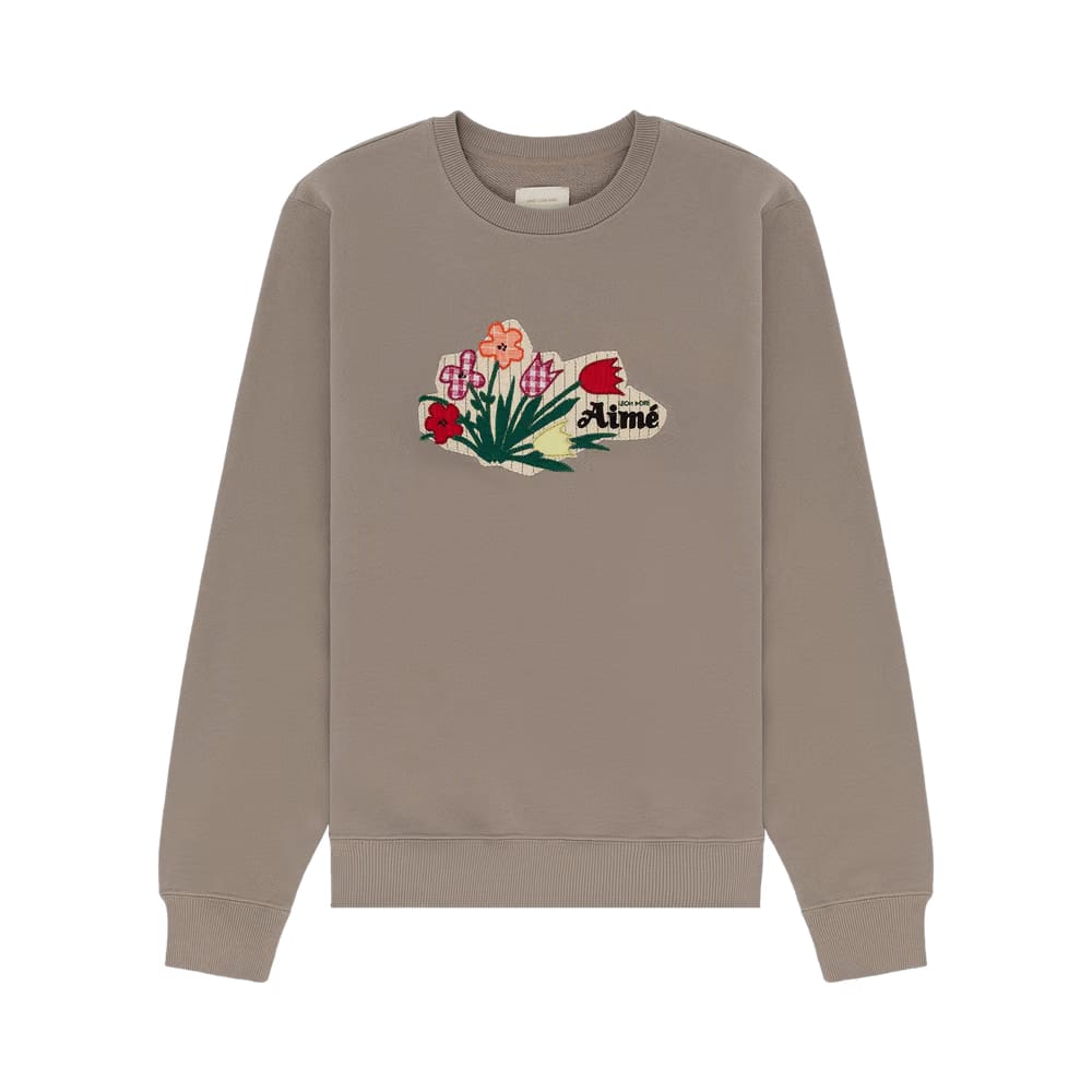 Aimé Leon Dore Floral Appliqué Crewneck Sweatshirt Laurel Oak