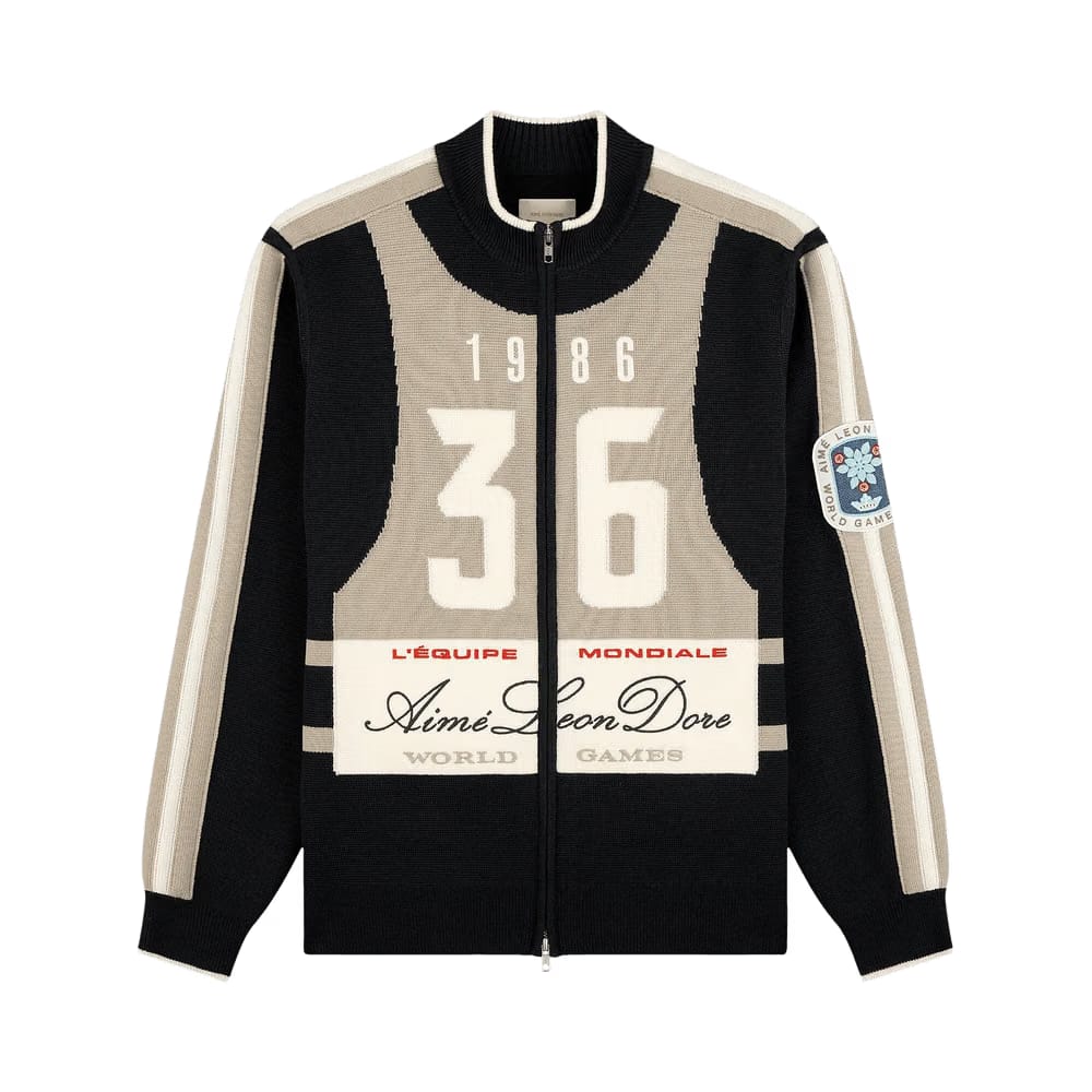 Aimé Leon Dore Full Zip Alpine Ski Sweater Jet Black