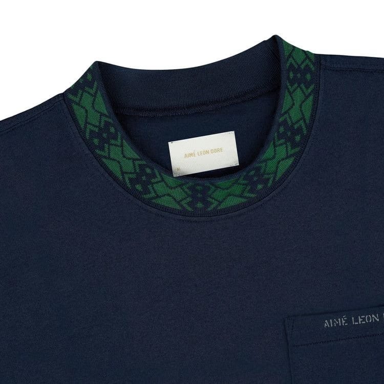 Aimé Leon Dore Jacquard Collar Pocket T-Shirt Navy Blazer