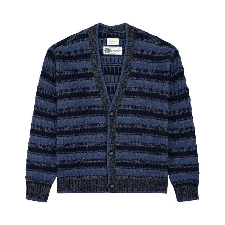 Aimé Leon Dore Jacquard Striped Cardigan Blue Multi