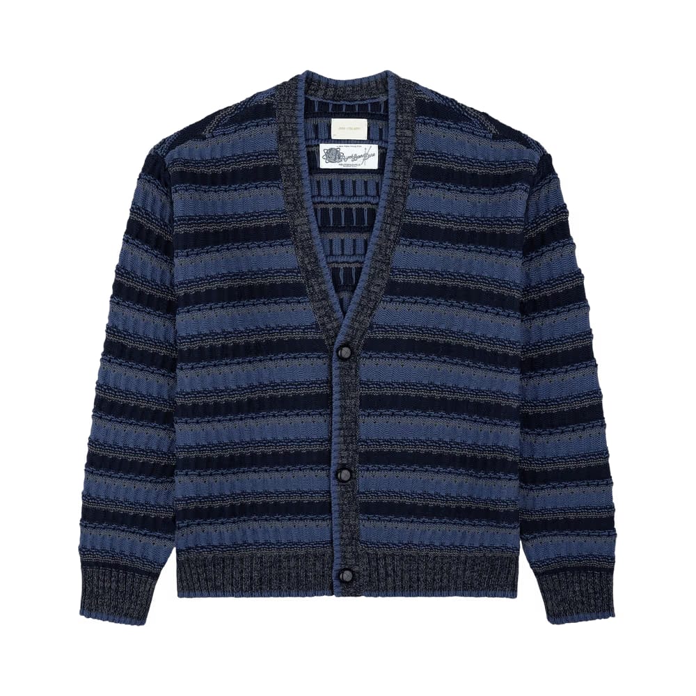 Aimé Leon Dore Jacquard Striped Cardigan Blue Multi