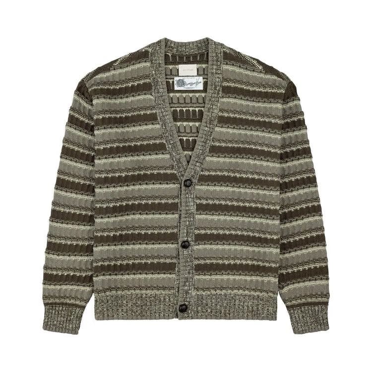 Aimé Leon Dore Jacquard Striped Cardigan Brown Multi