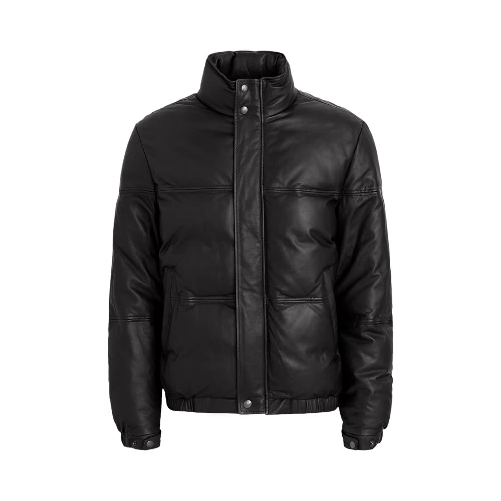 Aimé Leon Dore Leather Down Puffer Jacket Jet Black