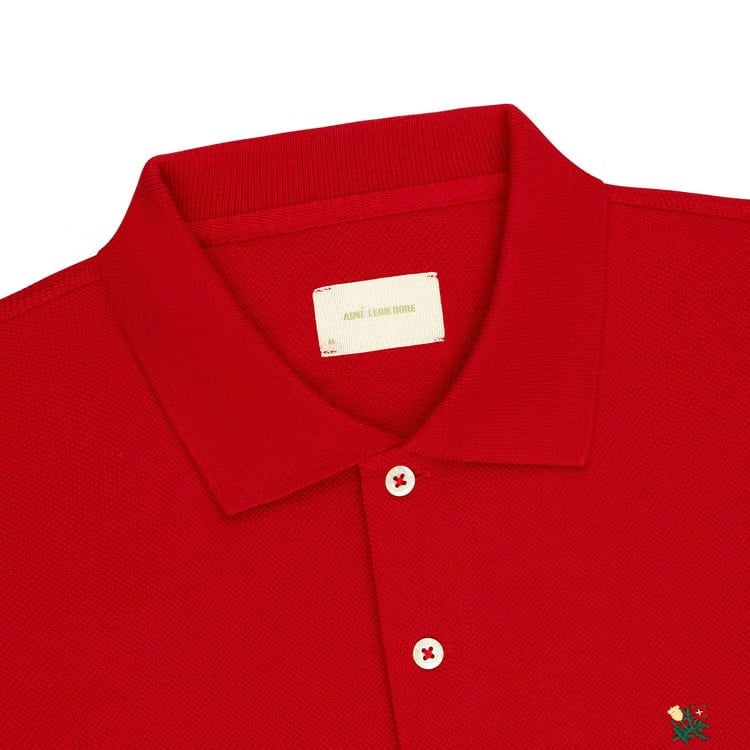 Aimé Leon Dore Long-Sleeve Crest Piqué Polo Equestrian Red
