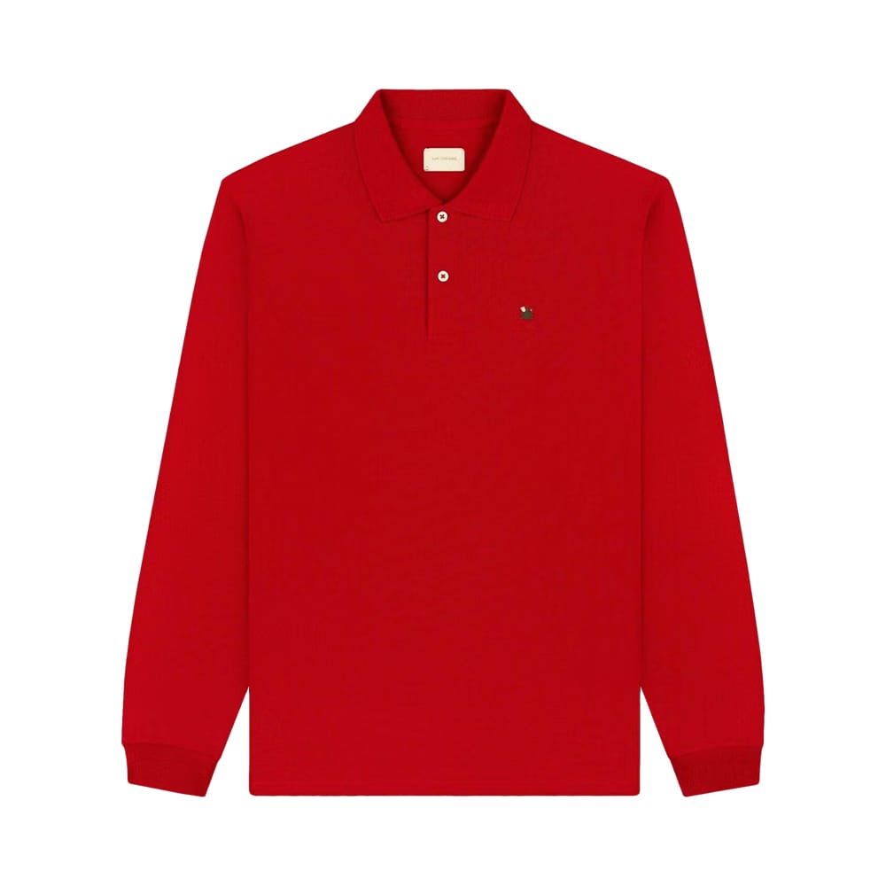 Aimé Leon Dore Long-Sleeve Crest Piqué Polo Equestrian Red