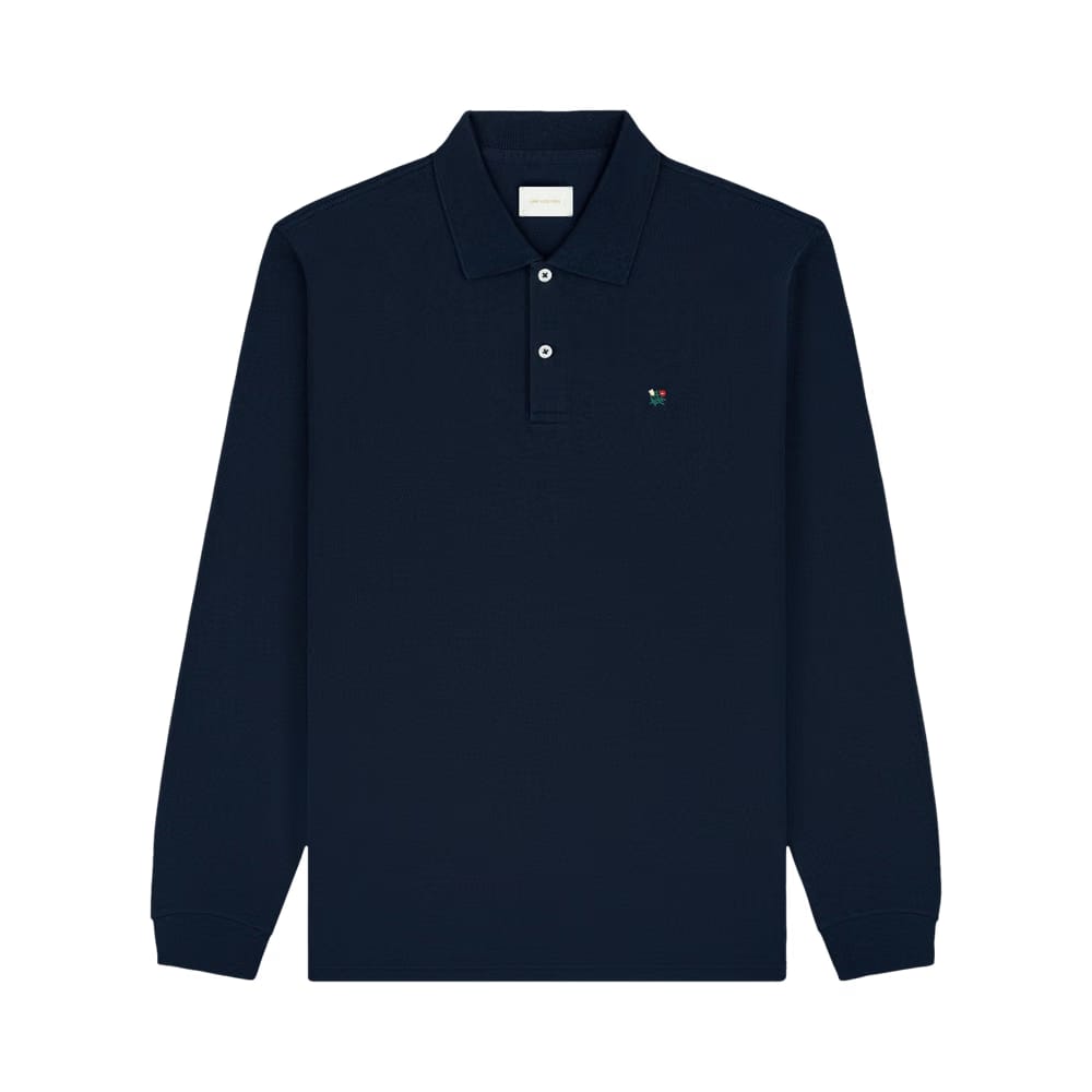 Aimé Leon Dore Long-Sleeve Crest Piqué Polo Navy Blazer