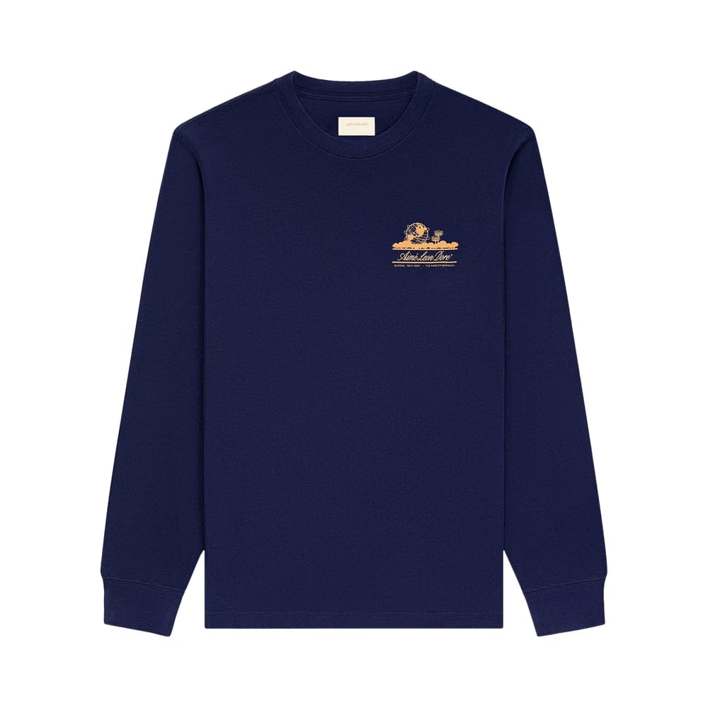 Aimé Leon Dore Long-Sleeve Unisphere T-Shirt Evening Blue
