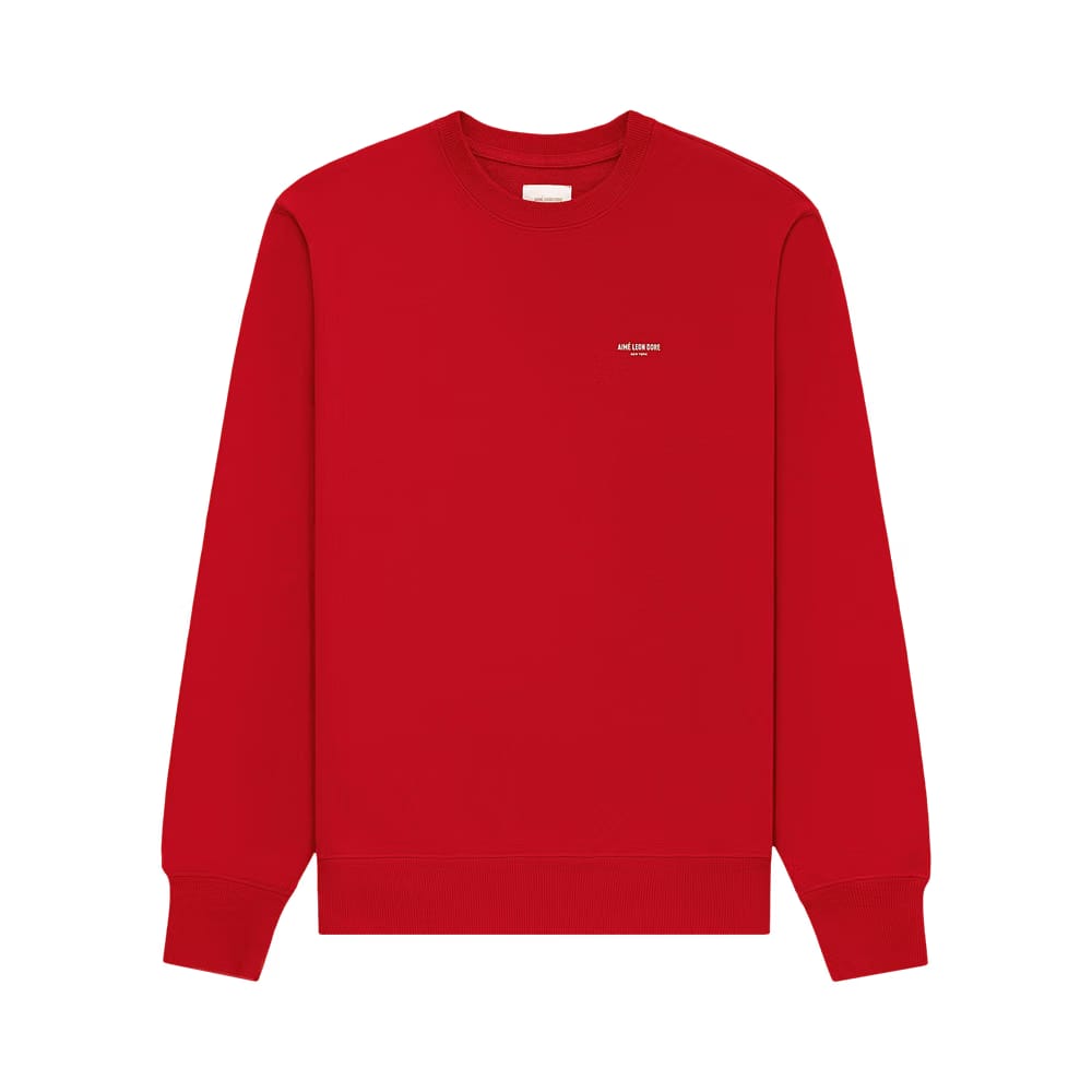 Aimé Leon Dore Micro Logo Crewneck Sweatshirt Equestrian Red