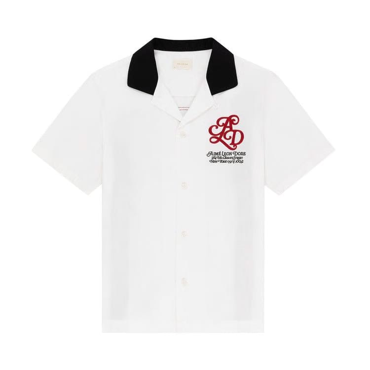 Aimé Leon Dore Monogram Bowling Shirt Bone White
