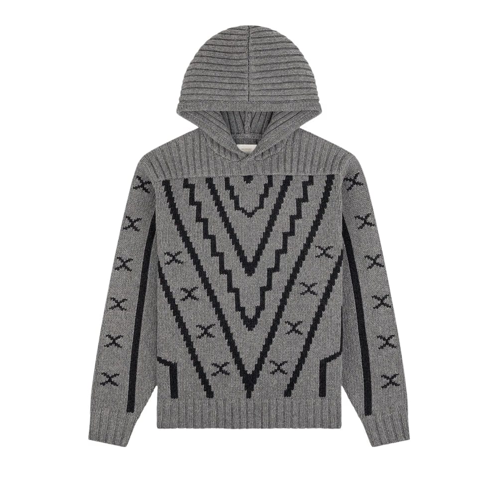 Aimé Leon Dore Nordic Knit Hoodie Grey Melange