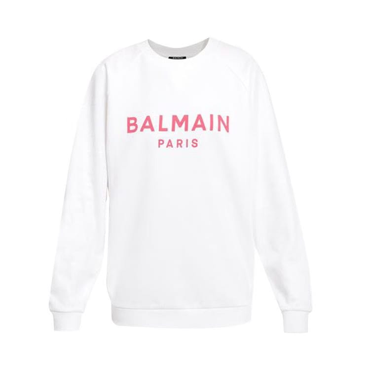 Balmain Printed Logo Sweatshirt Blanc/Rose