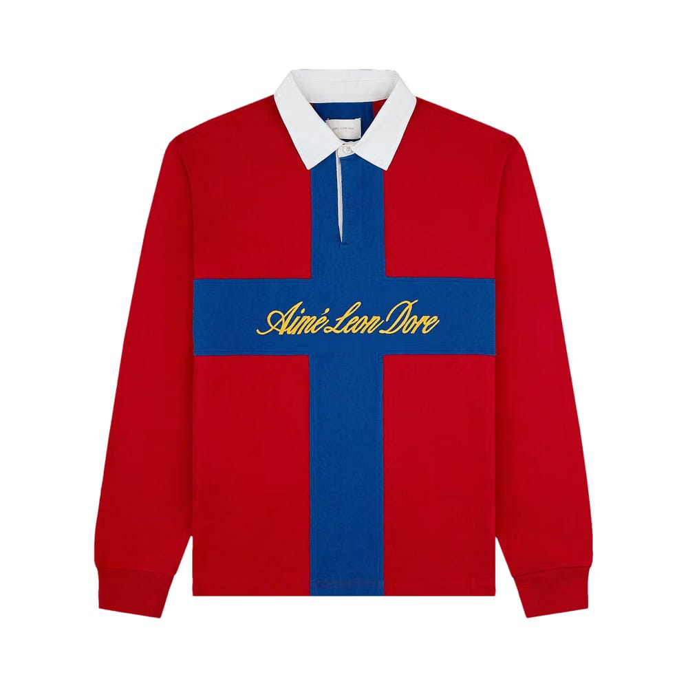 Aimé Leon Dore Paneled Sail Rugby Equestrian Red