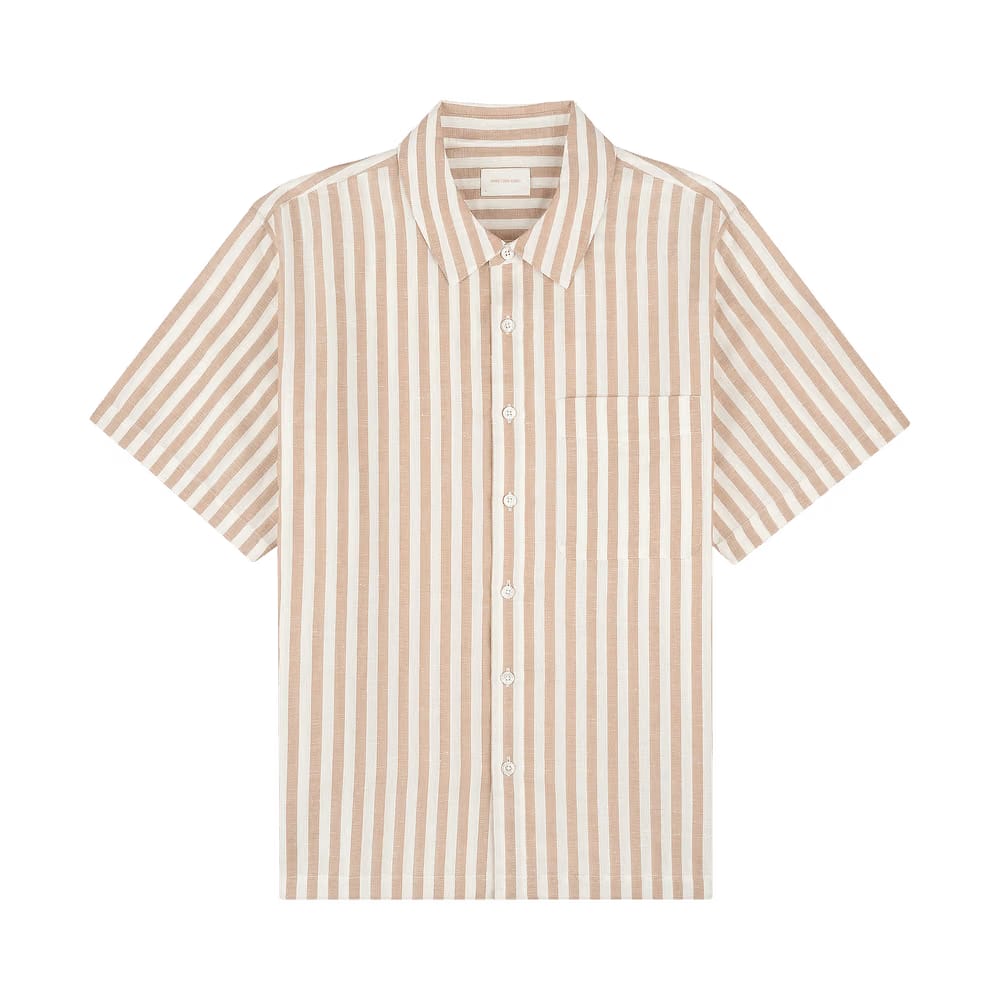 Aimé Leon Dore Shorts-Sleeve Awning Shirt Tobacco/Cream