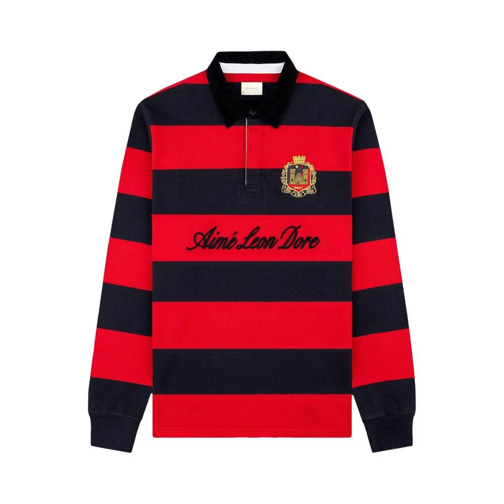Aimé Leon Dore Striped Heritage Rugby Equestrian Red