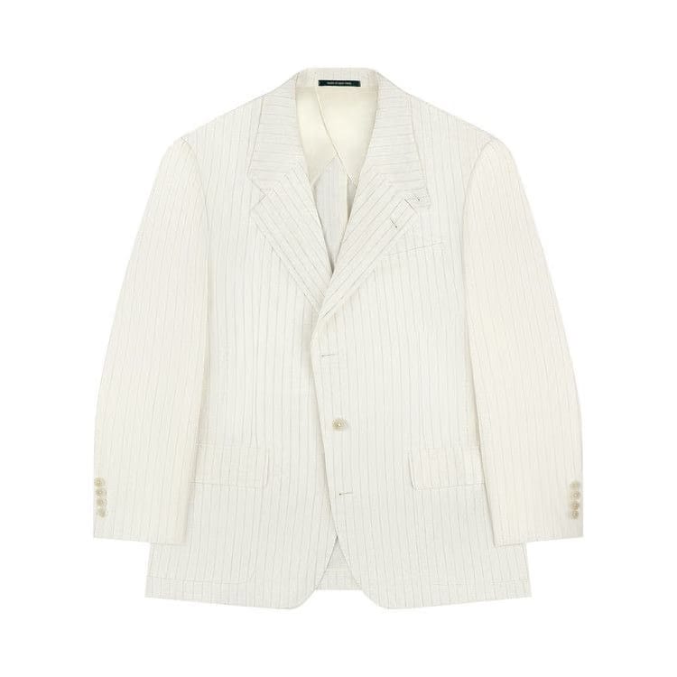 Aimé Leon Dore Striped Linen Suit Jacket Natural Stripe