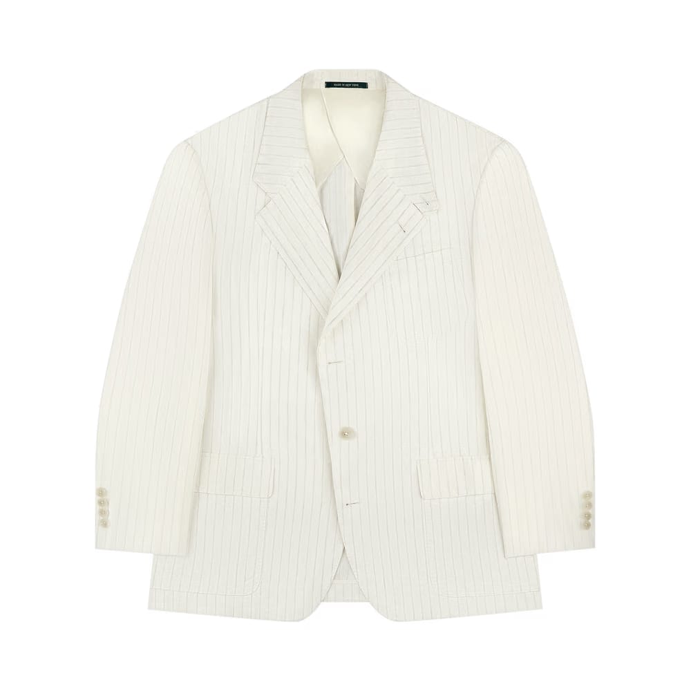Aimé Leon Dore Striped Linen Suit Jacket Natural Stripe