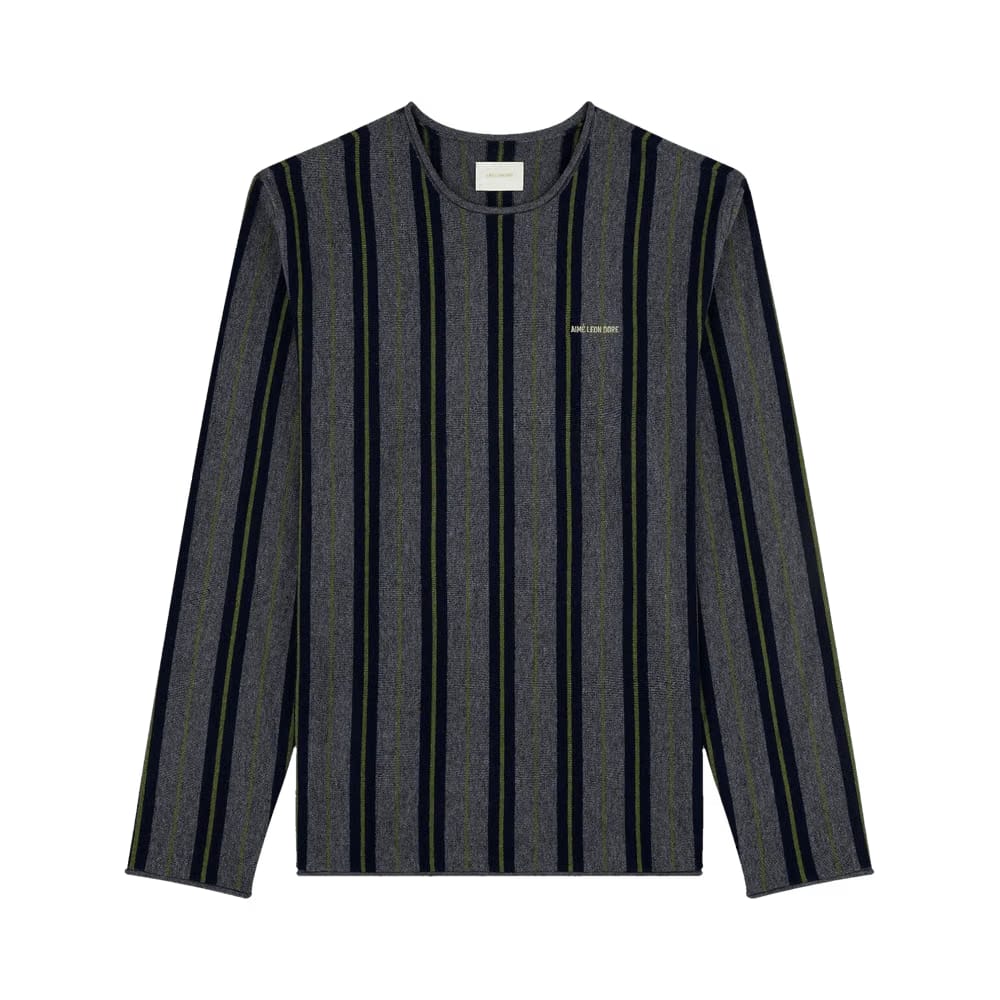 Aimé Leon Dore Striped Rollneck Sweater Charcoal Melange