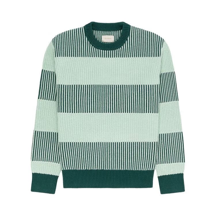 Aimé Leon Dore Striped Shaker Stitch Sweater Seafoam Green