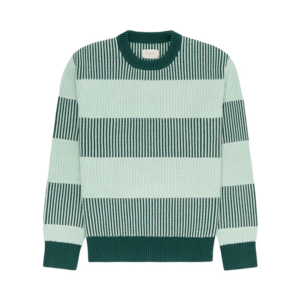 Aimé Leon Dore Striped Shaker Stitch Sweater Seafoam Green