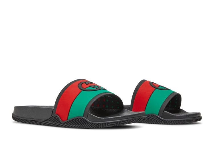 Gucci Slide Interlocking G - Black Red Green