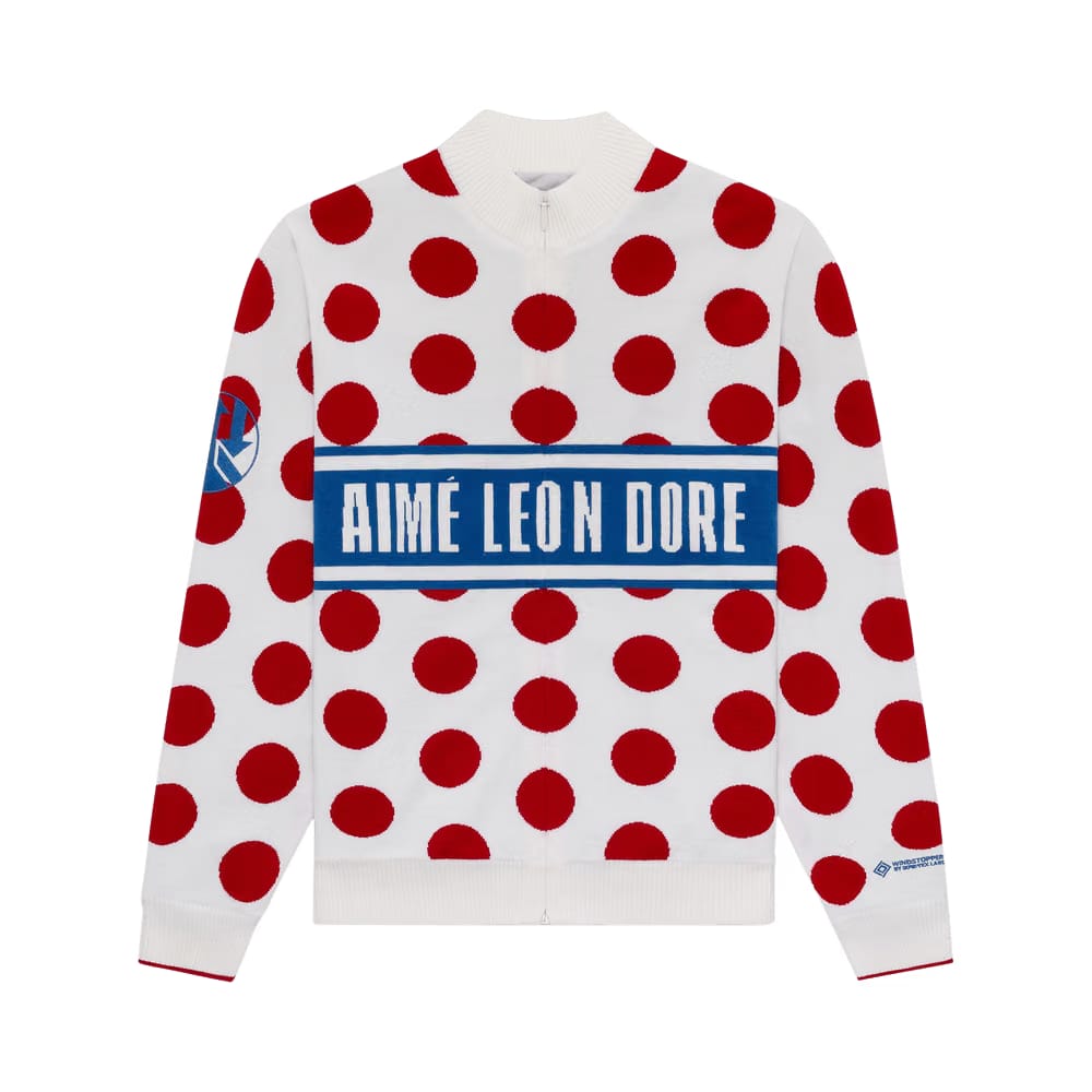 Aimé Leon Dore WINDSTOPPER Polka Dot Knit Cycling Jersey By GORE-TEX Labs Bone White
