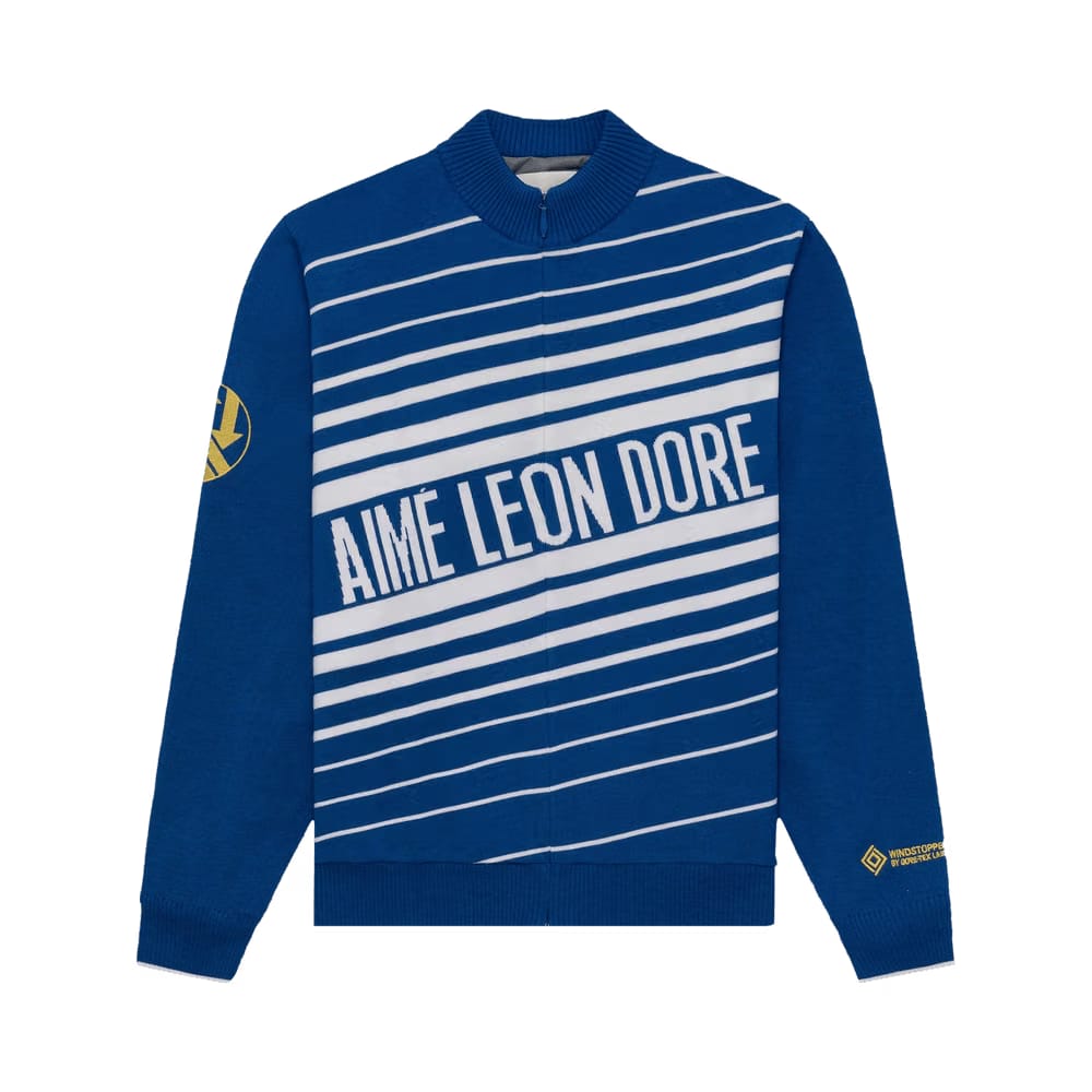 Aimé Leon Dore WINDSTOPPER Striped Knit Cycling Jersey By GORE-TEX Labs Navy Peony