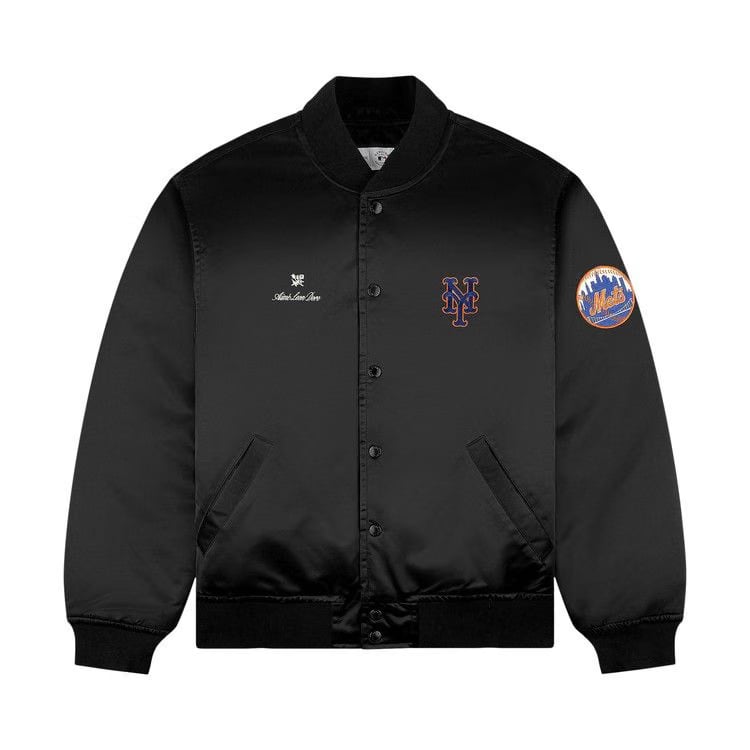 Aimé Leon Dore x New York Mets Satin Varsity Jacket Jet Black