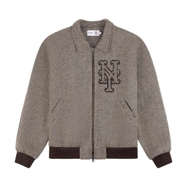 Aimé Leon Dore X New York Mets Wool Varsity Jacket Brown Price in