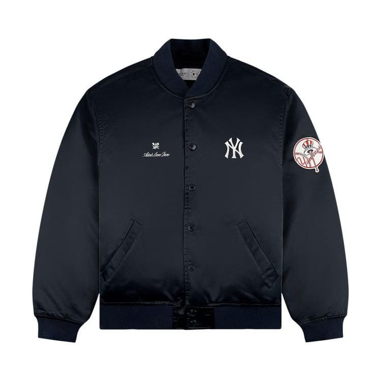 Aimé Leon Dore x New York Yankees Satin Varsity Jacket Navy Blazer