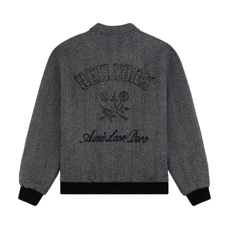 Aimé Leon Dore x New York Yankees Wool Varsity Jacket Charcoal